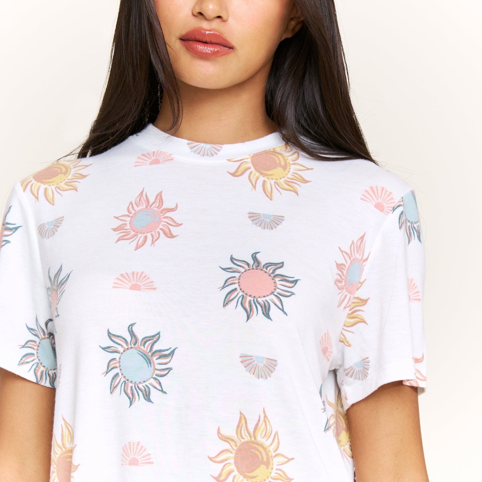 Star Seeker Tee Shortie Set in Ivory Western Suns - Honeydew - XS