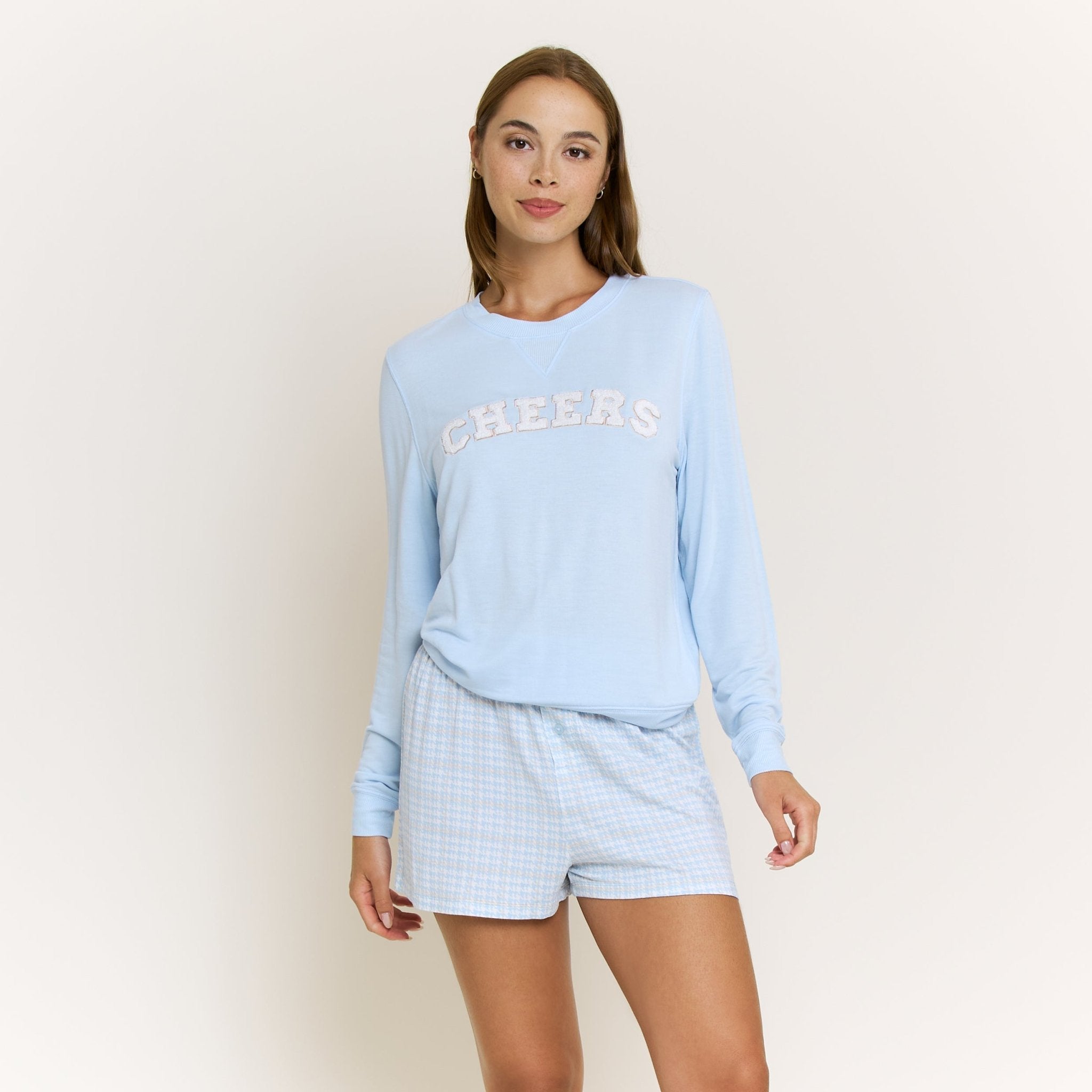 Sugar Sweetheart Shortie Set in Icy Houndstooth - Sleepwear & Loungewear - XL