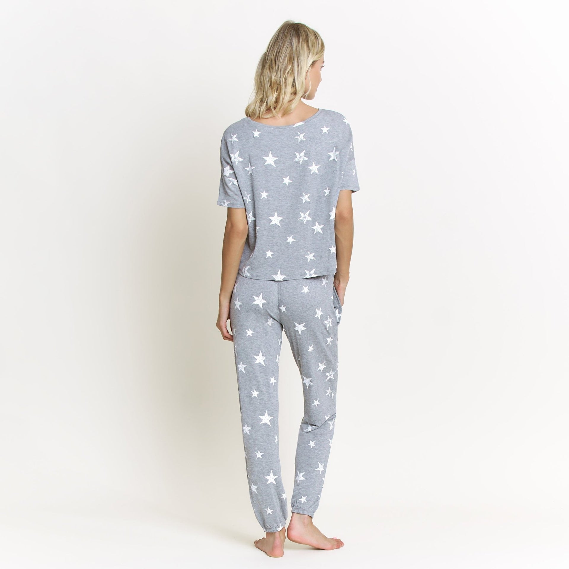 Sun Lover PJ Set In Heather Grey Stars - Sleepwear & Loungewear -