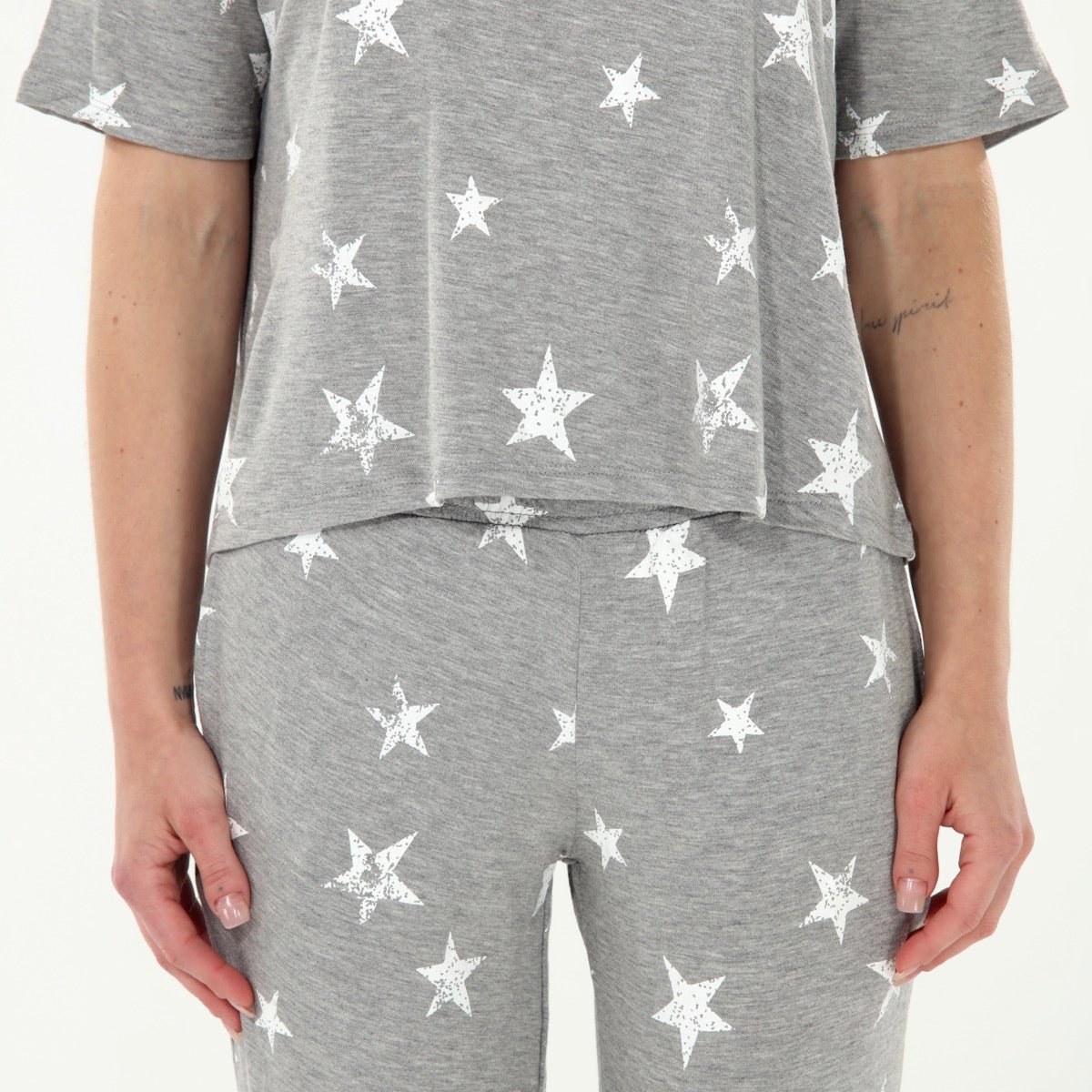 Sun Lover PJ Set In Heather Grey Stars - Sleepwear & Loungewear -