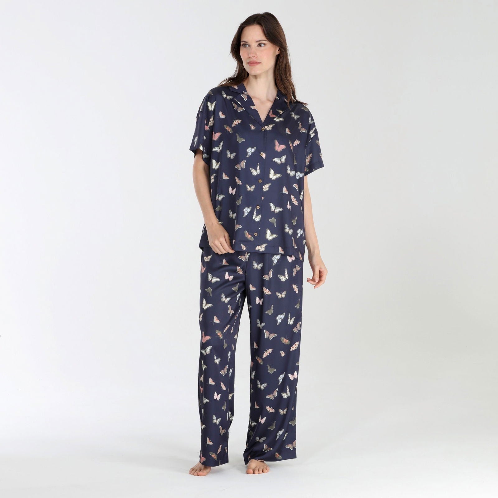 Sunday Rest Short Sleeve PJ Set In Nova Butterflies - - X-Large