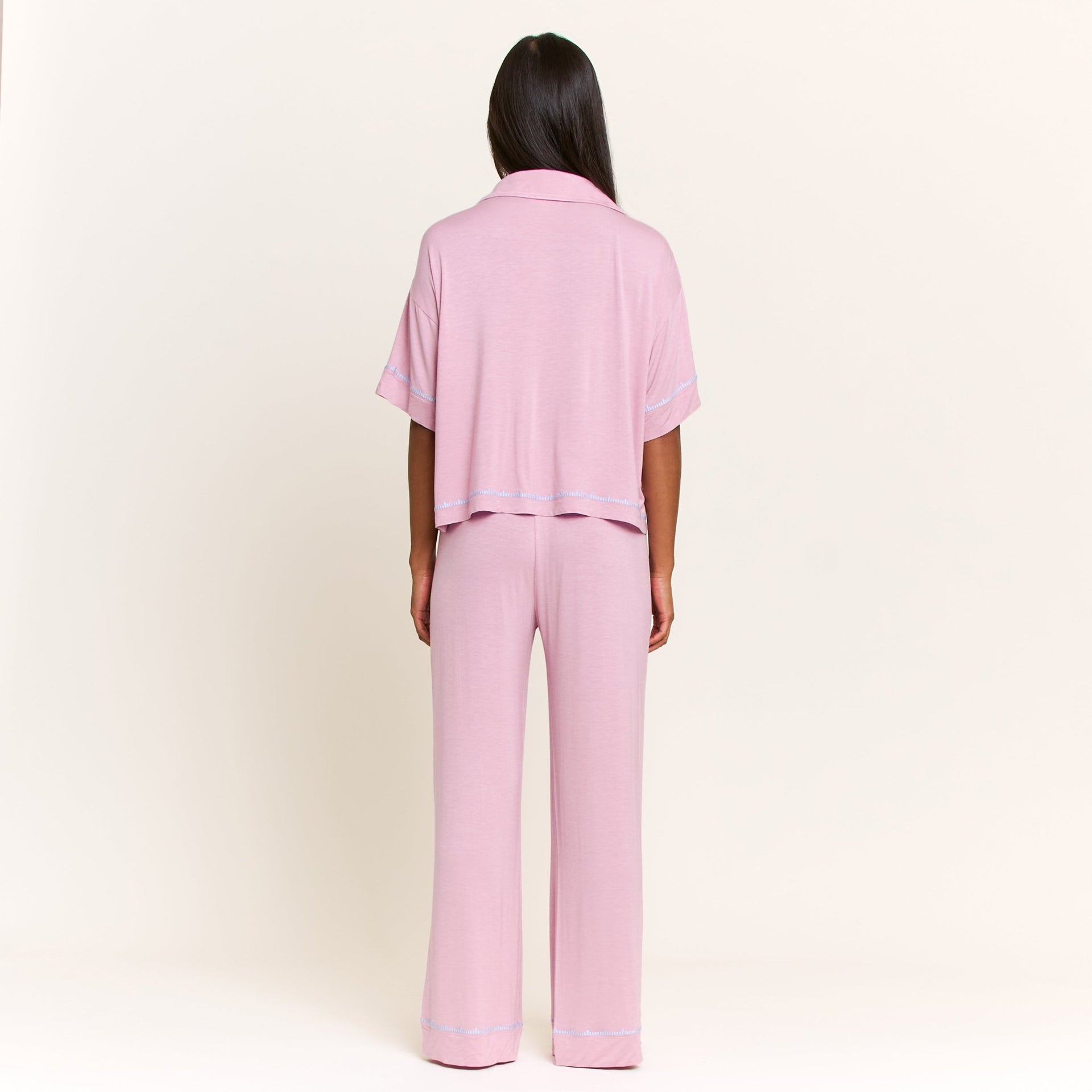 Sweet Solstice Short Sleeve PJ Set in Iris Bloom - Honeydew - XS