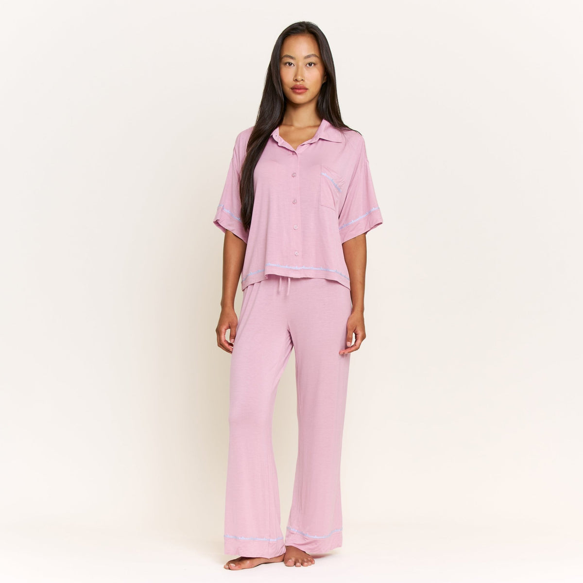 Sweet Solstice Short Sleeve PJ Set in Iris Bloom - Sleepwear & Loungewear - XL
