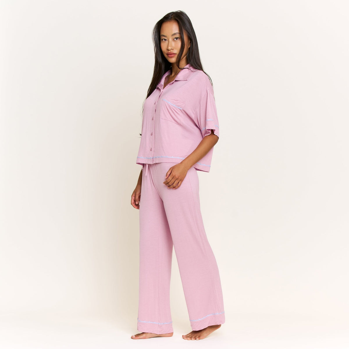 Sweet Solstice Short Sleeve PJ Set in Iris Bloom - Sleepwear & Loungewear -