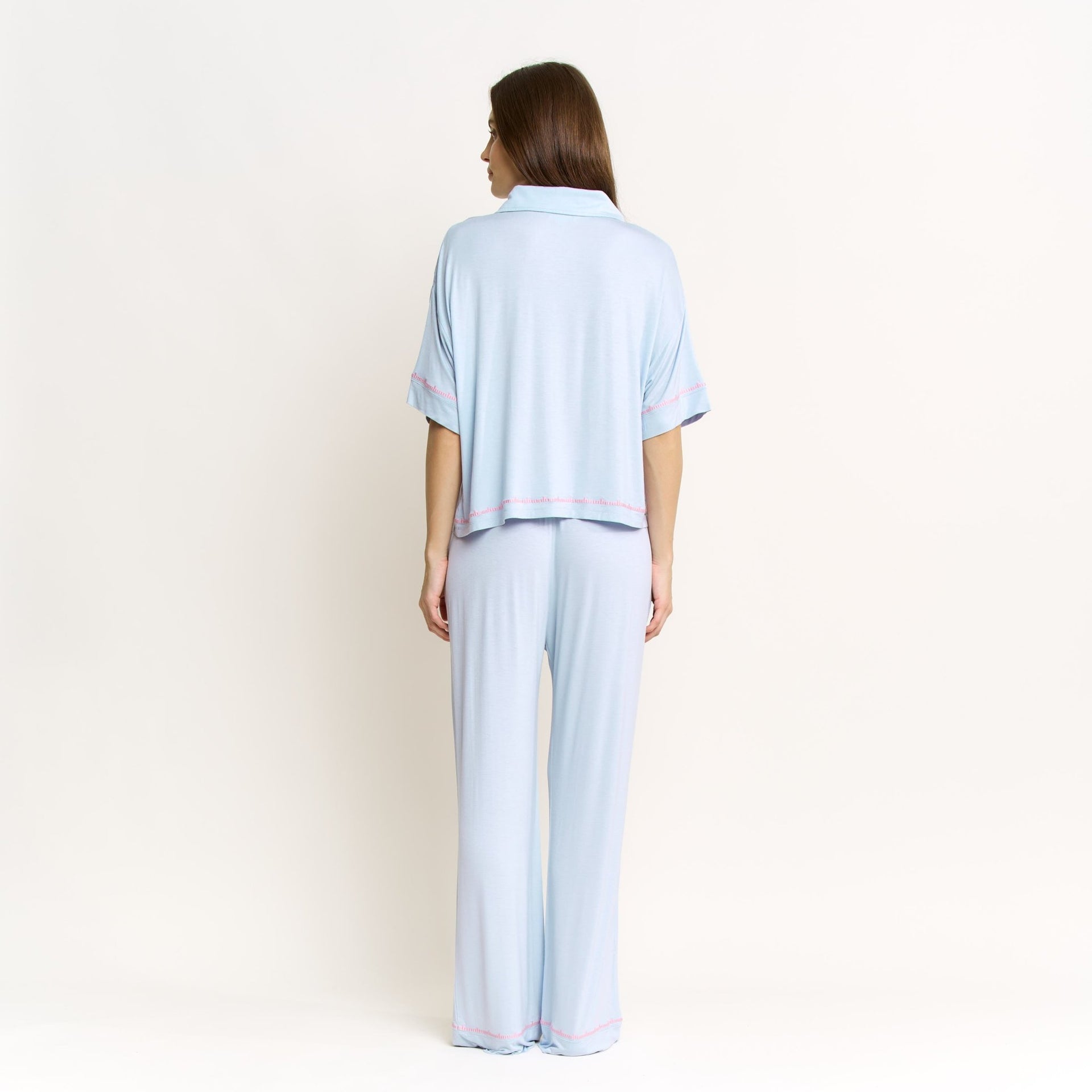 Sweet Solstice Short Sleeve PJ Set in Moonbeam - Honeydew - XS