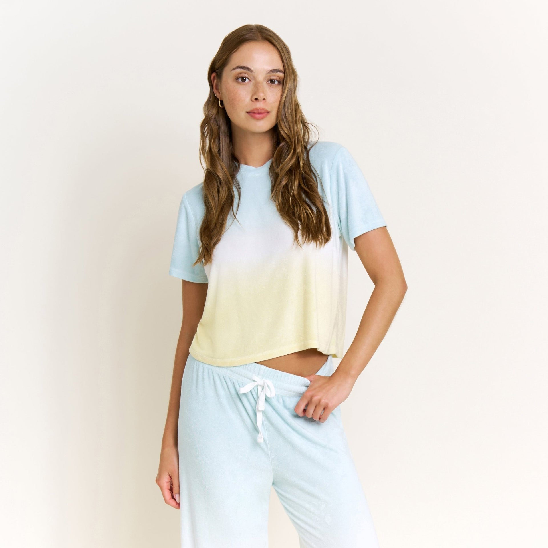 Take A Break Tee Pant Set in Sunrise Dip-Dye - -