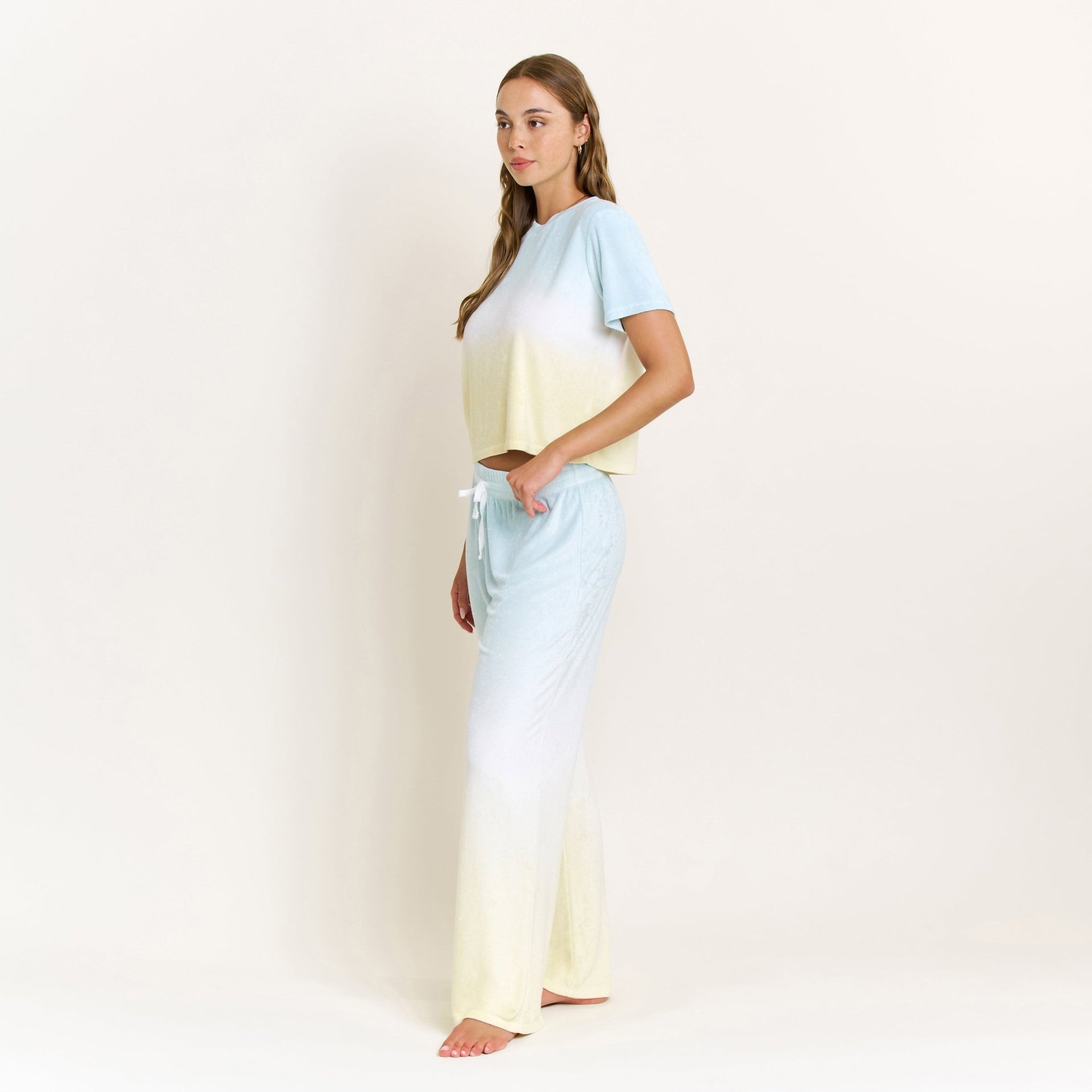 Take A Break Tee Pant Set in Sunrise Dip-Dye - -