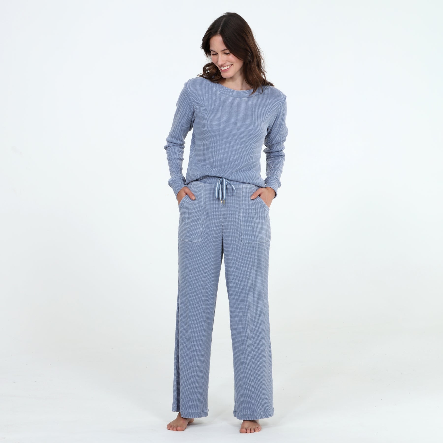 Under The Stars Waffle Pant in Blue Stone - Sleepwear & Loungewear -