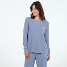 Under The Stars Waffle Top in Blue Stone - Sleepwear & Loungewear - X-Large