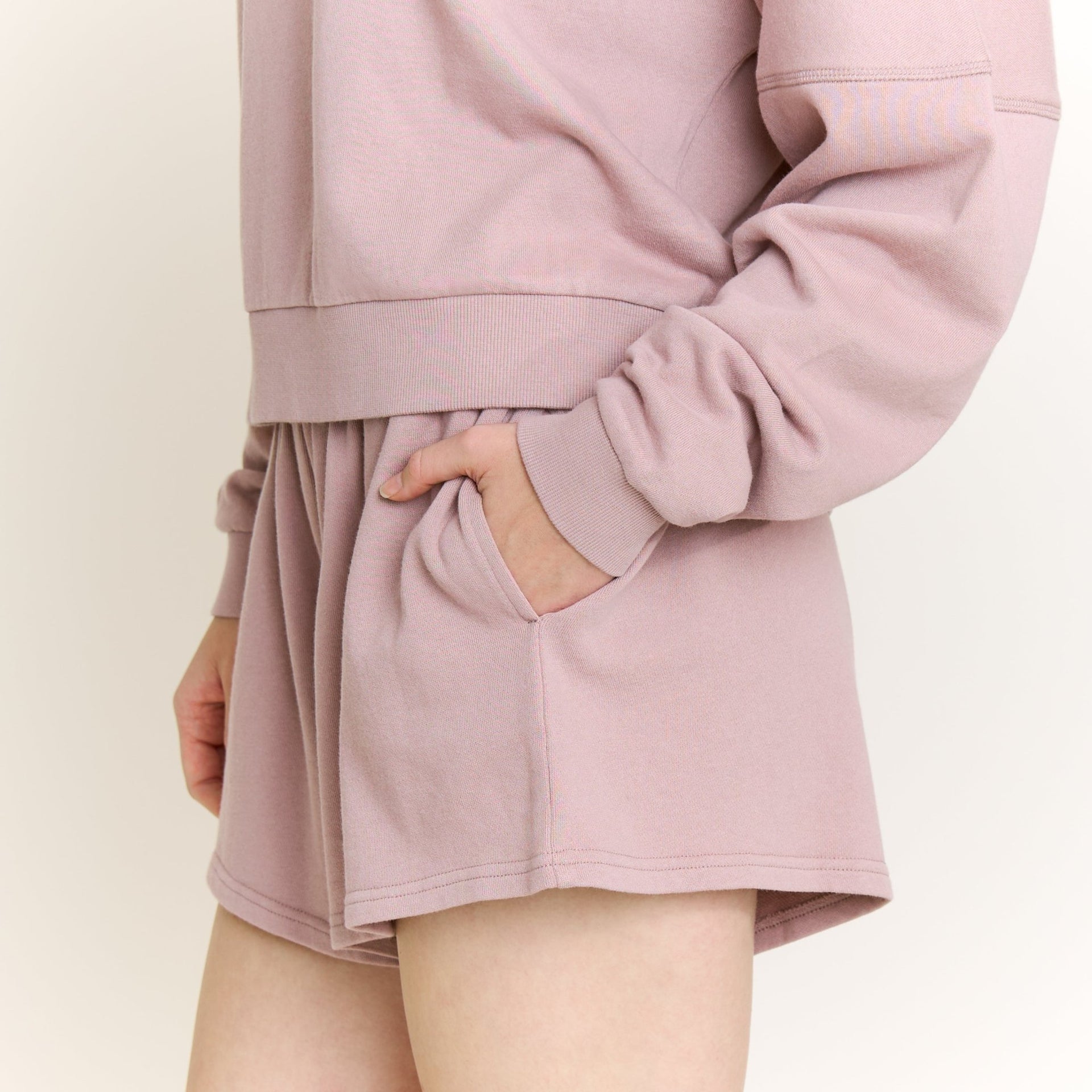 Weekend Club Long Sleeve Shortie Set in Mocha - Honeydew - XS