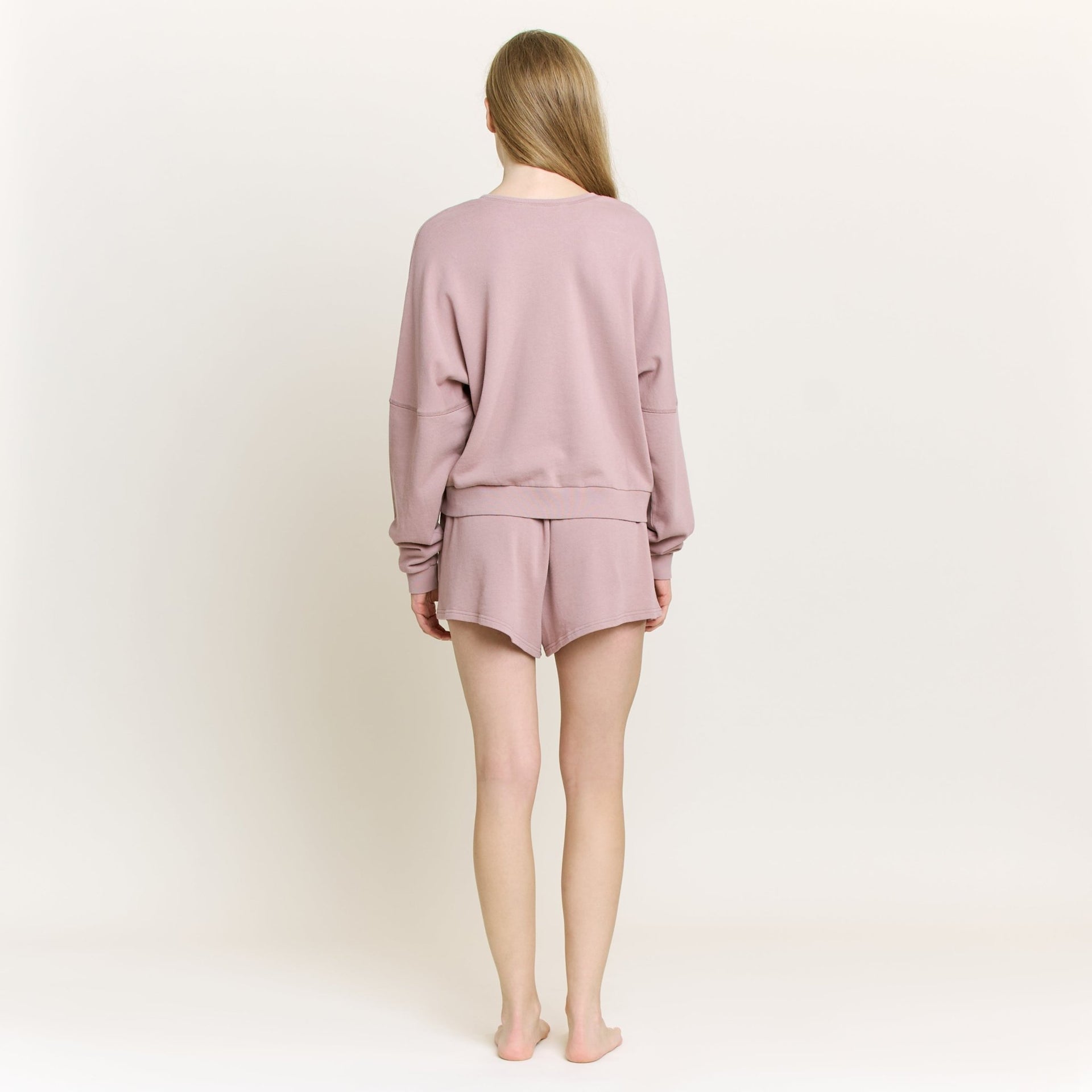 Weekend Club Long Sleeve Shortie Set in Mocha - Honeydew - XS