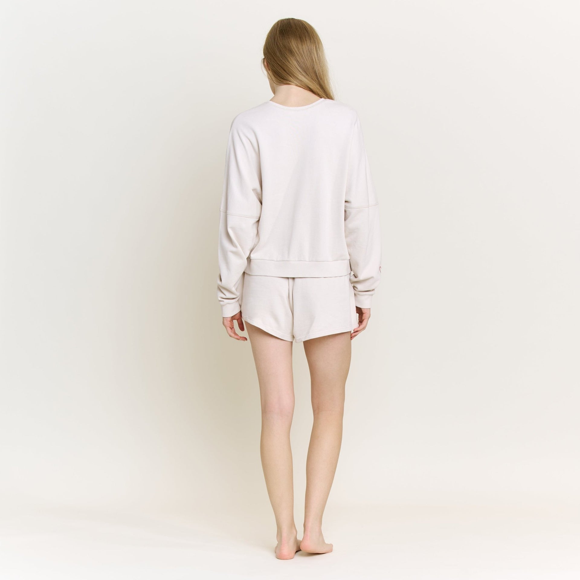 Weekend Club Long Sleeve Shortie Set in Putty - Honeydew - XS