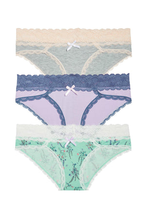 Ahna Hipster 3 Pack - Panty - Heather Grey Seashell Dreamer Clearwater Lavender