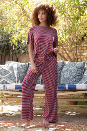 All American PJ Set - Sleepwear & Loungewear - Teaberry Stripe