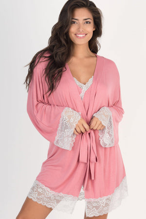 Back to Bed Jersey and Lace Robe - Sleepwear & Loungewear - Doll House
