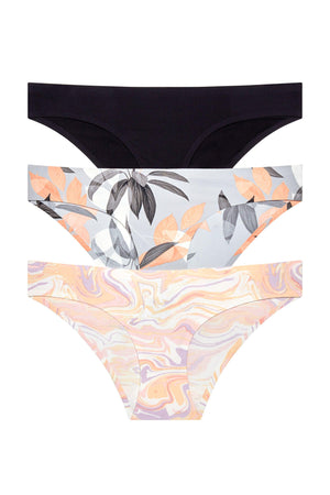 Skinz Hipster 3 Pack - Panty - Black/Grey Tropical/Zion Marble