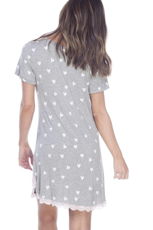 All American Sleepshirt - Sleepwear & Loungewear - Heather Grey Hearts